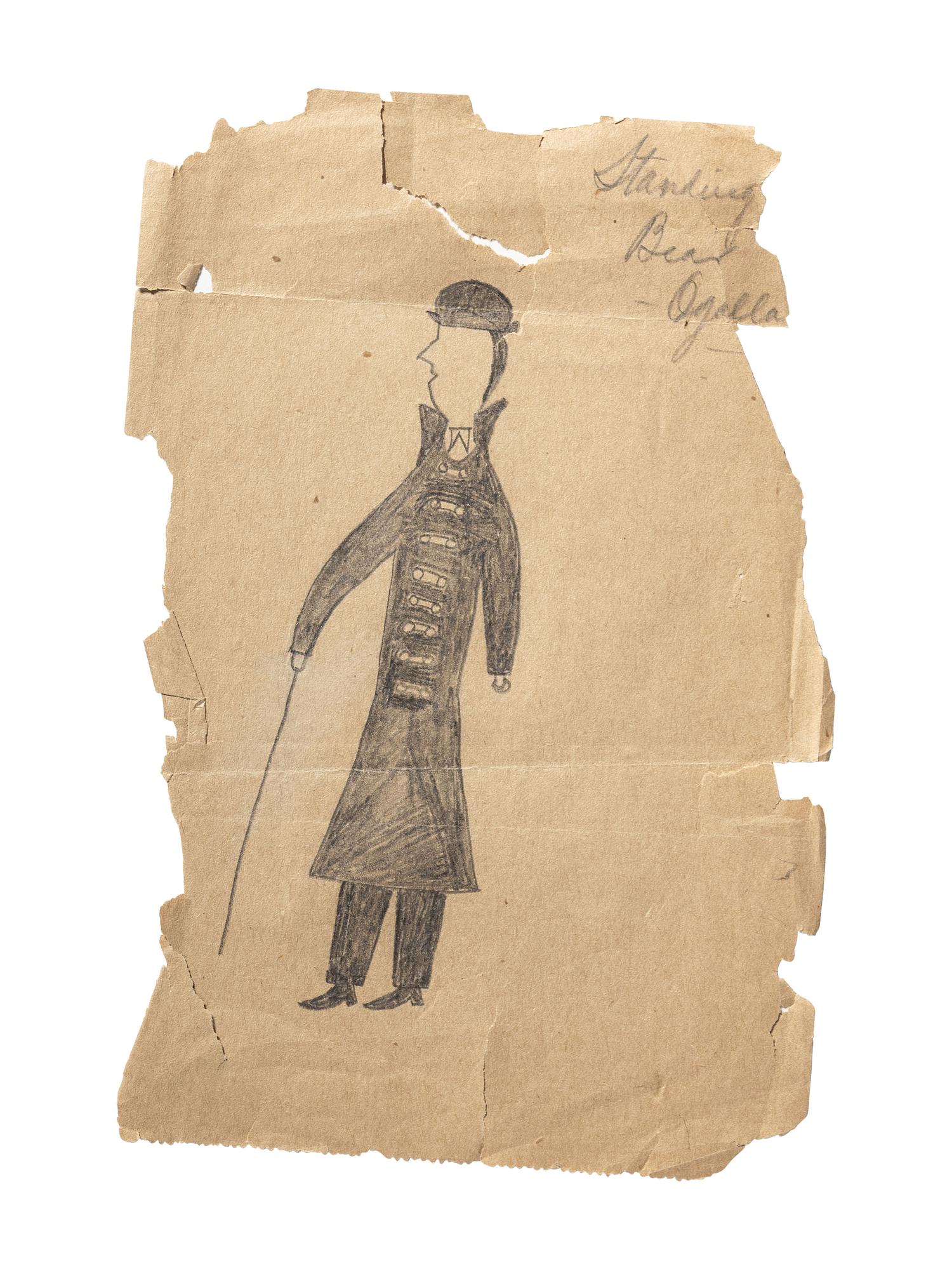 Ledger Drawing, likely of Luther Standing Bear (Oglala-Brulé Lakota, 1868-1939)