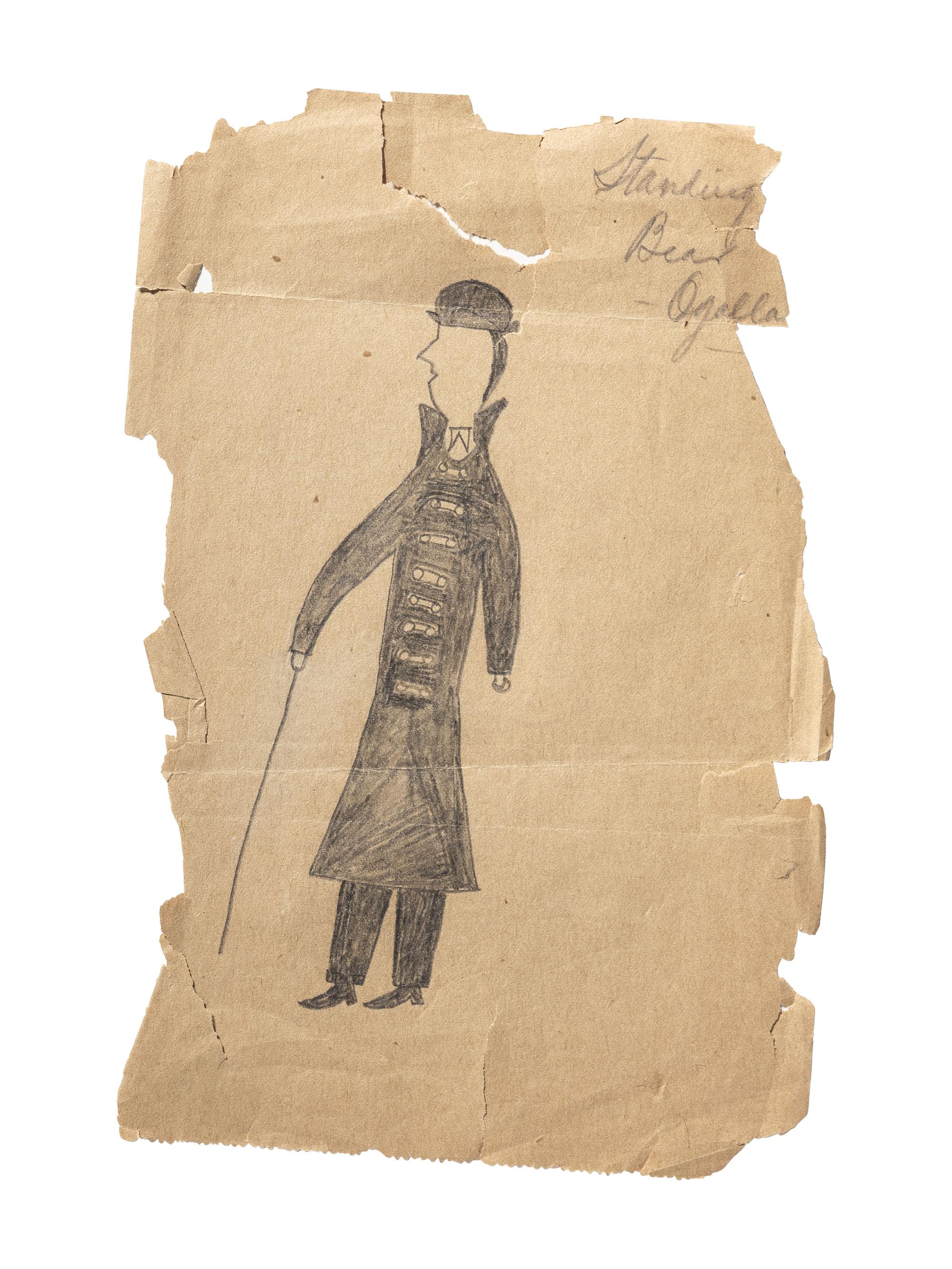 Ledger Drawing, likely of Luther Standing Bear (Oglala-Brulé Lakota, 1868-1939)