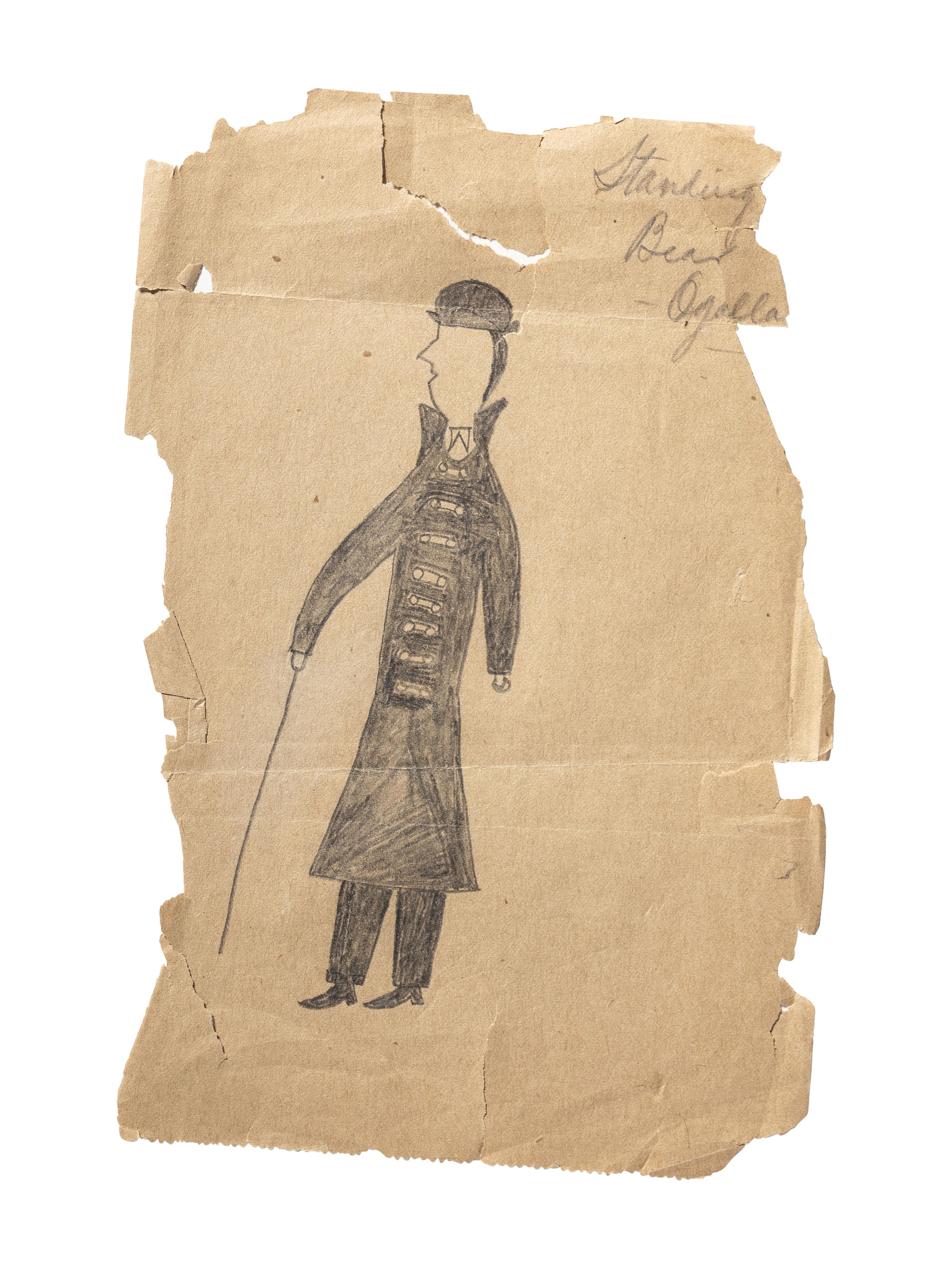 Ledger Drawing, likely of Luther Standing Bear (Oglala-Brulé Lakota, 1868-1939)