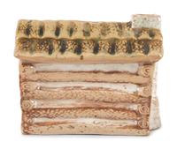 A Scarce Dalton Pottery Stoneware Log Cabin Bank