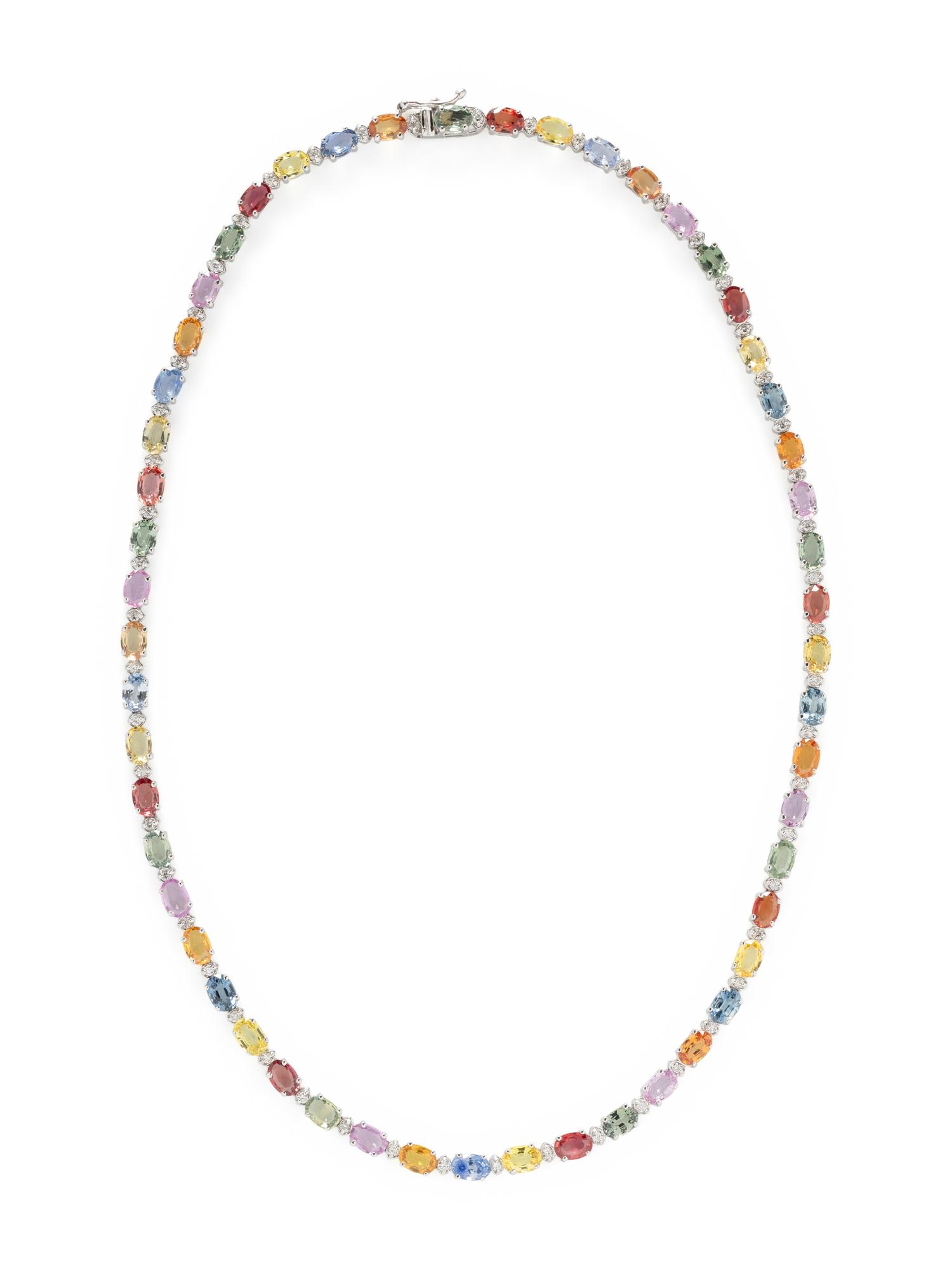 MULTICOLOR SAPPHIRE AND DIAMOND NECKLACE