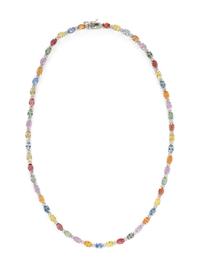 MULTICOLOR SAPPHIRE AND DIAMOND NECKLACE