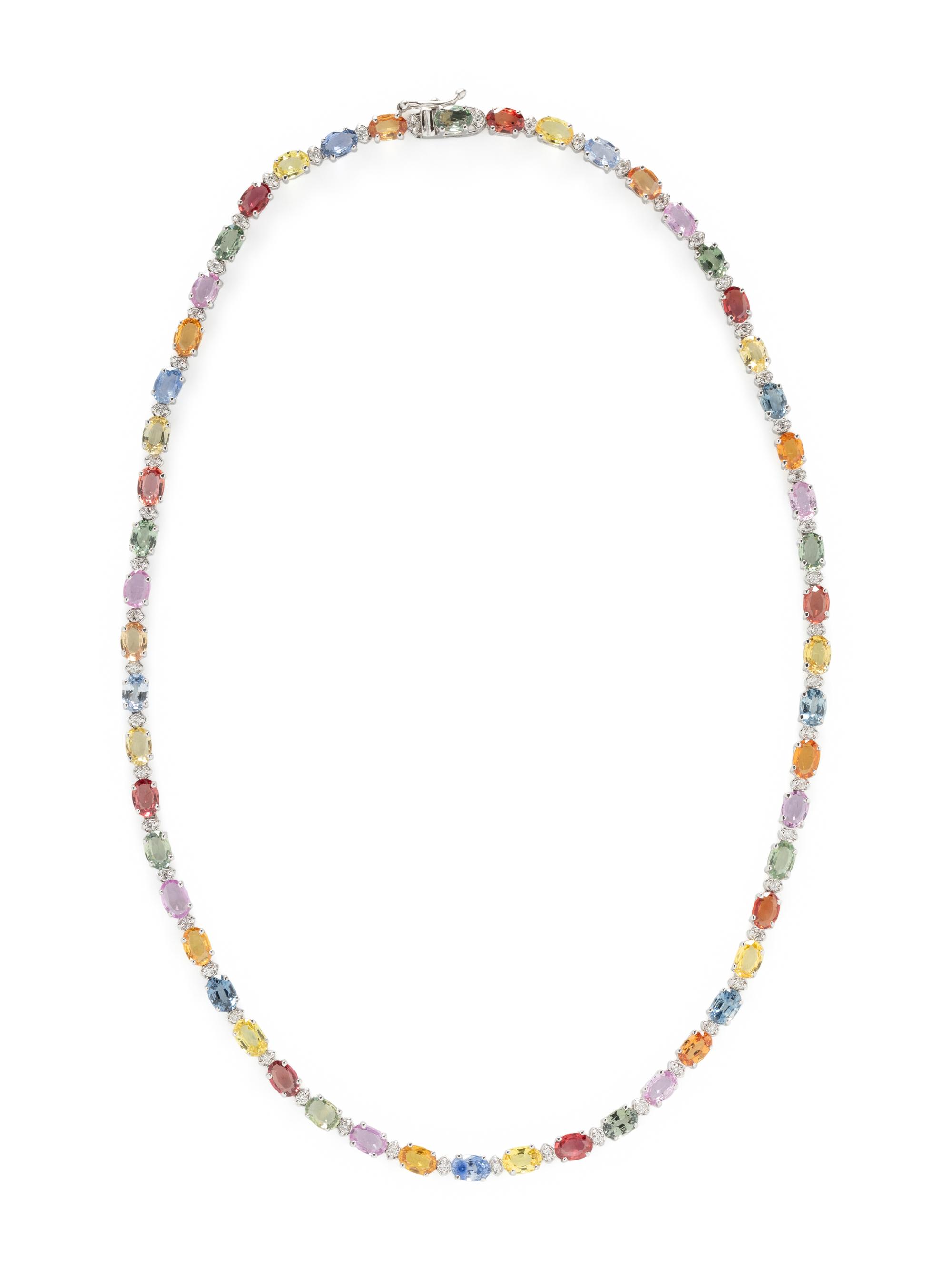 MULTICOLOR SAPPHIRE AND DIAMOND NECKLACE