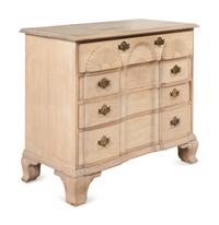 A Chippendale Style Block-Front Bleached Mahogany Chest of Drawers