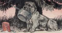 Four Works of Art depicting Terriers Largest: 18 x 23 3/4 inches.