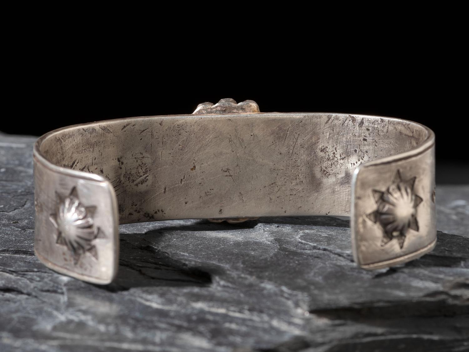 Navajo Ingot and Turquoise Cuff Bracelet