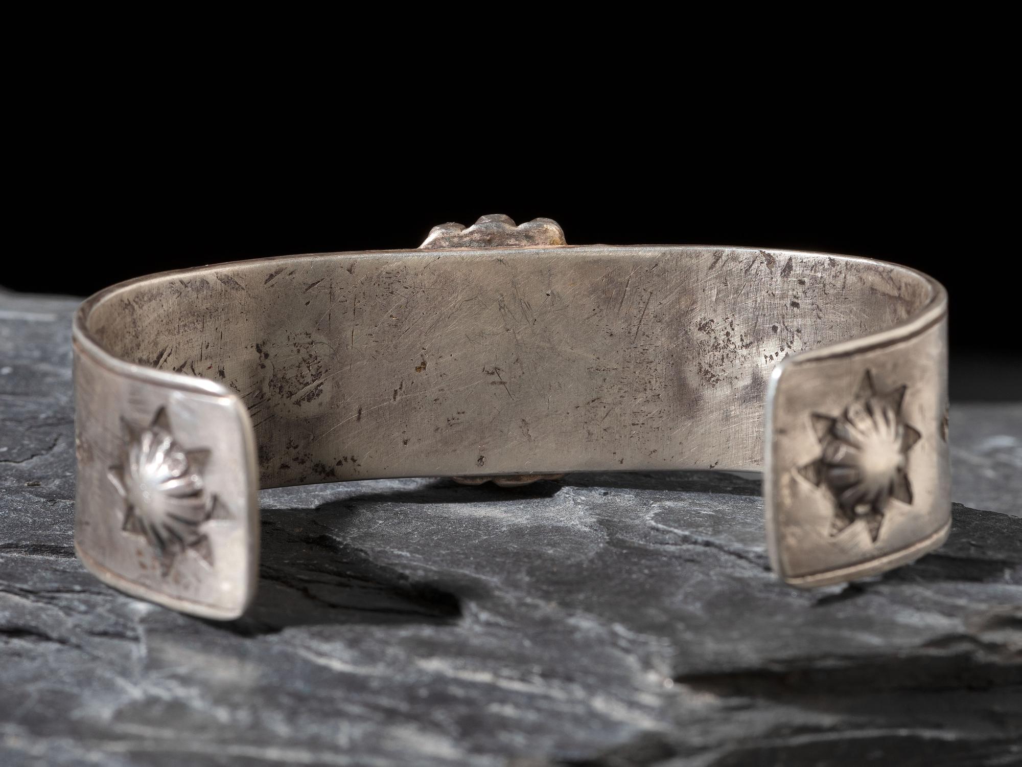 Navajo Ingot and Turquoise Cuff Bracelet
