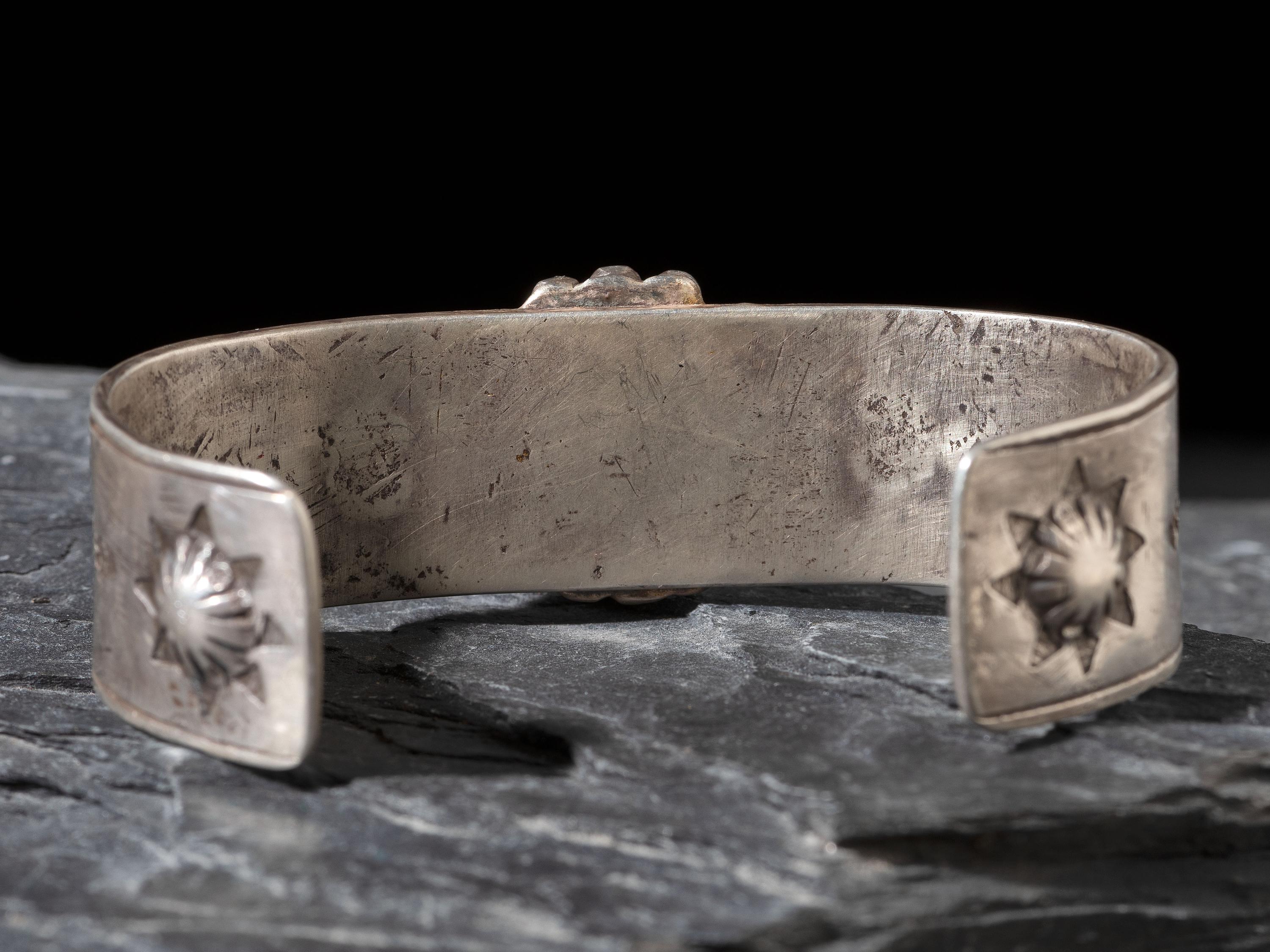 Navajo Ingot and Turquoise Cuff Bracelet