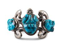 A Navajo Sand Cast Silver Frog Cuff