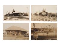 [RAILROADS]. Over 120 RPPCs & photographs of railroad stations, train depots, and roundhouses.