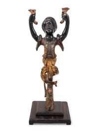 A Venetian Painted Figural Stand