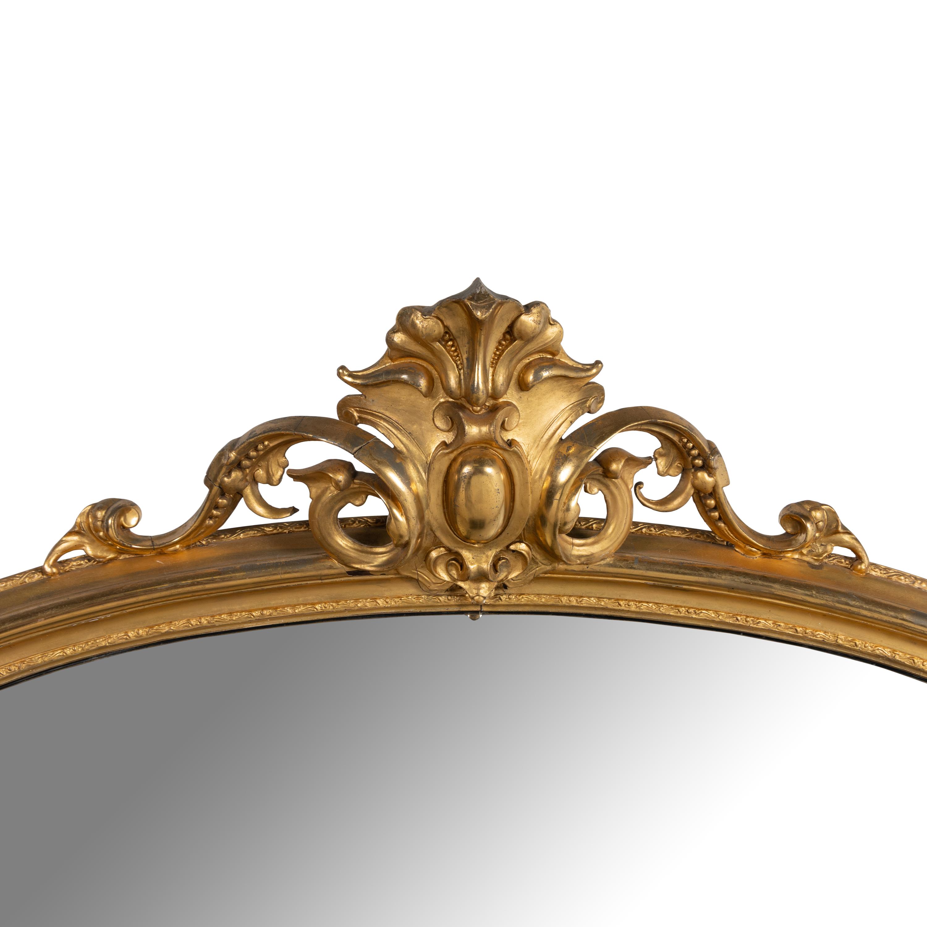 A Napoleon III Giltwood Overmantel Mirror