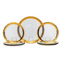 A Set of Six Annieglass Parcel-Gilt Dinner Plates and One Serving Dish