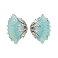 AQUAMARINE AND DIAMOND EARCLIPS