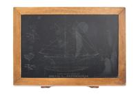 An American Etched Black Stone Top Mahogany Occasional Table Height 16 x width 28 x depth 20 inches. — 20TH CENTURY
