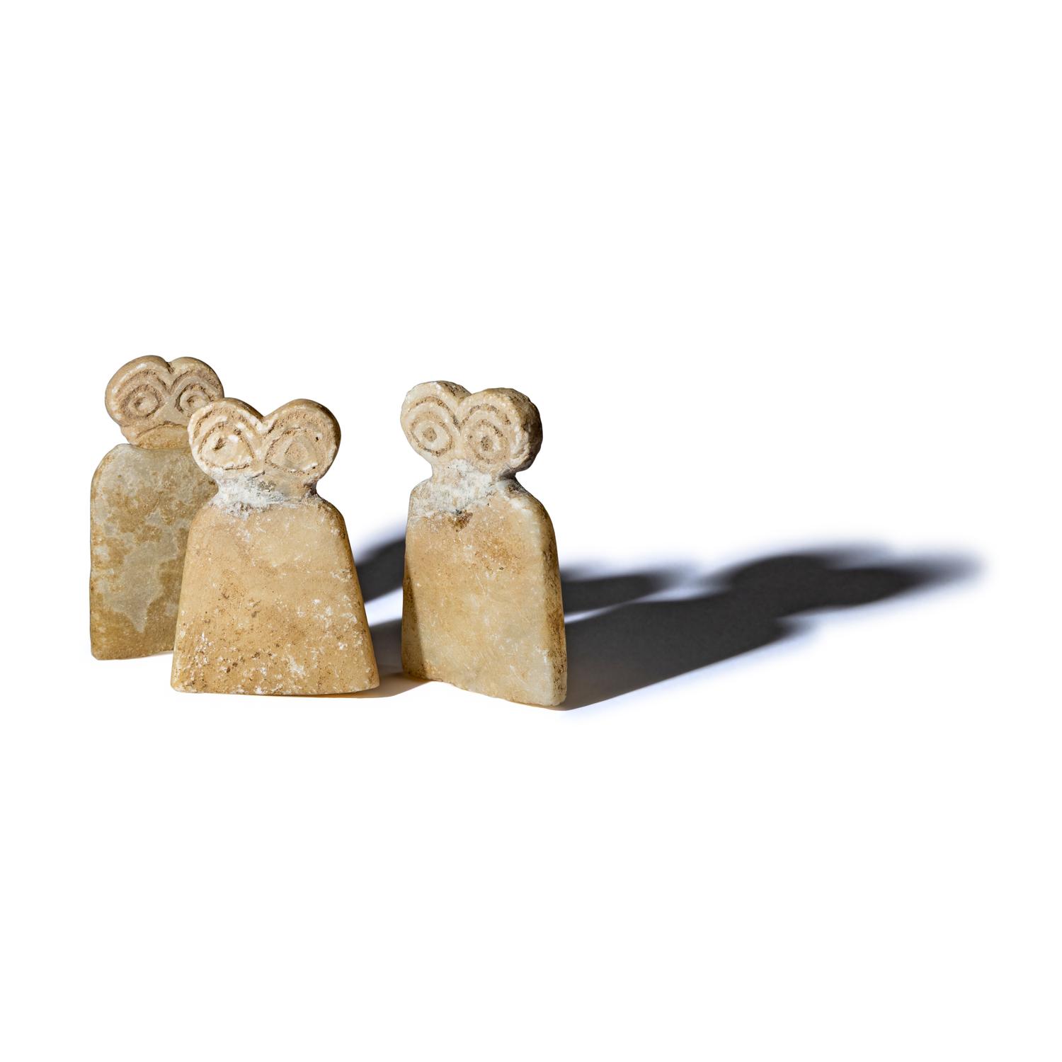 Three Tell Brak Alabaster Eye Idols