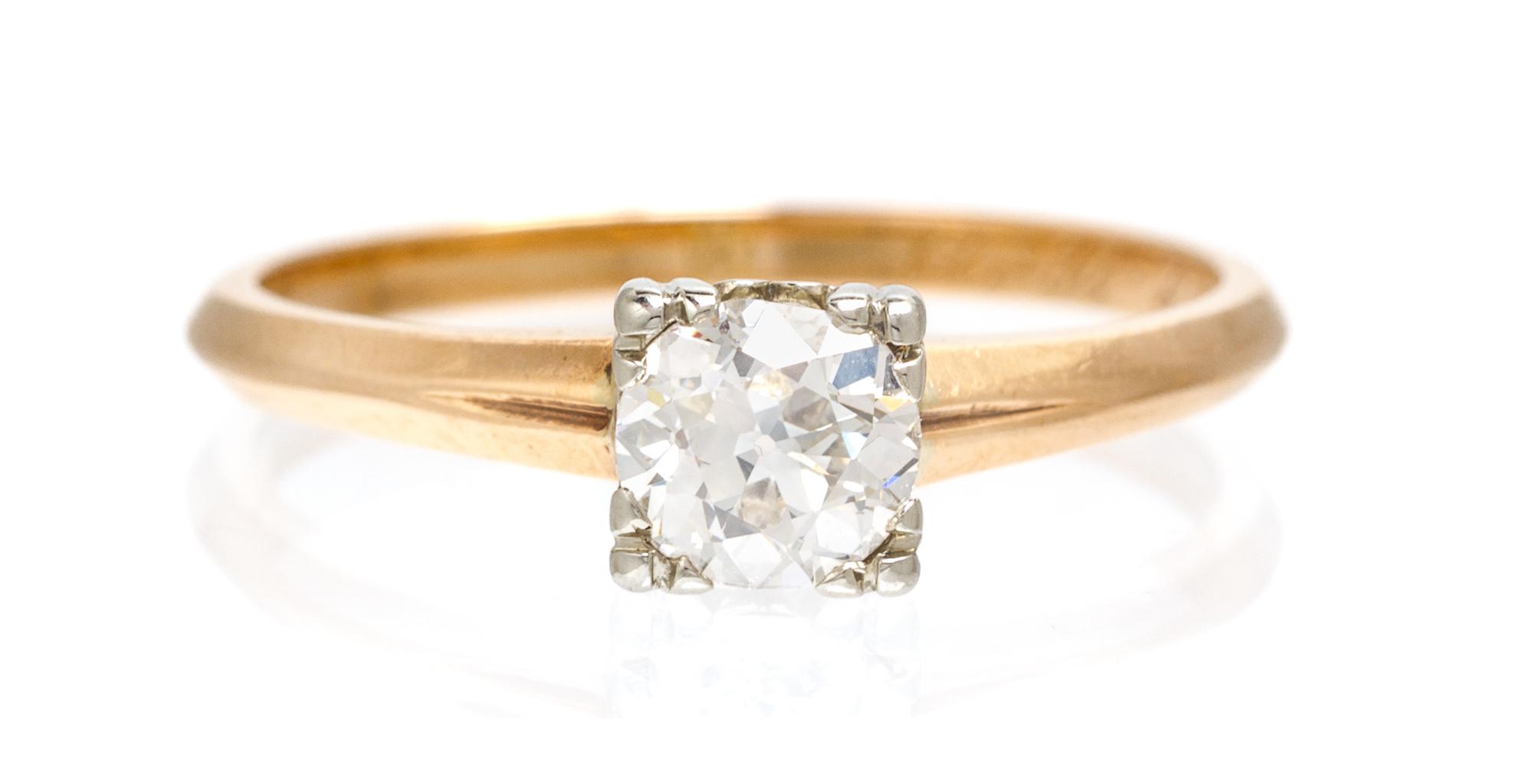 An Antique Yellow Gold and Diamond Ring, 1.30 dwts.