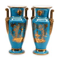 A Pair of Paris Porcelain Chinoiserie-Decorated Vases