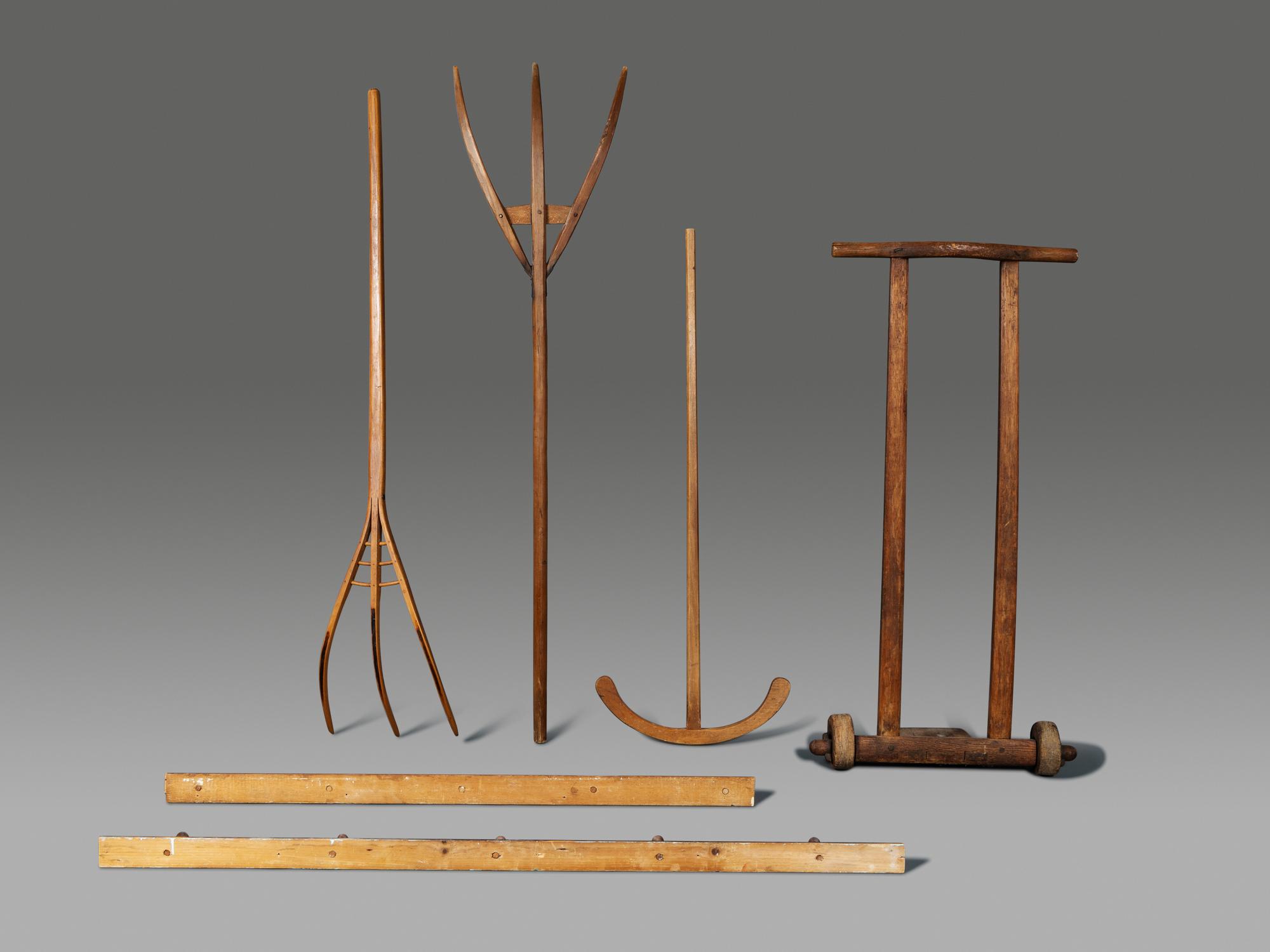 Six Carved Wood Tools