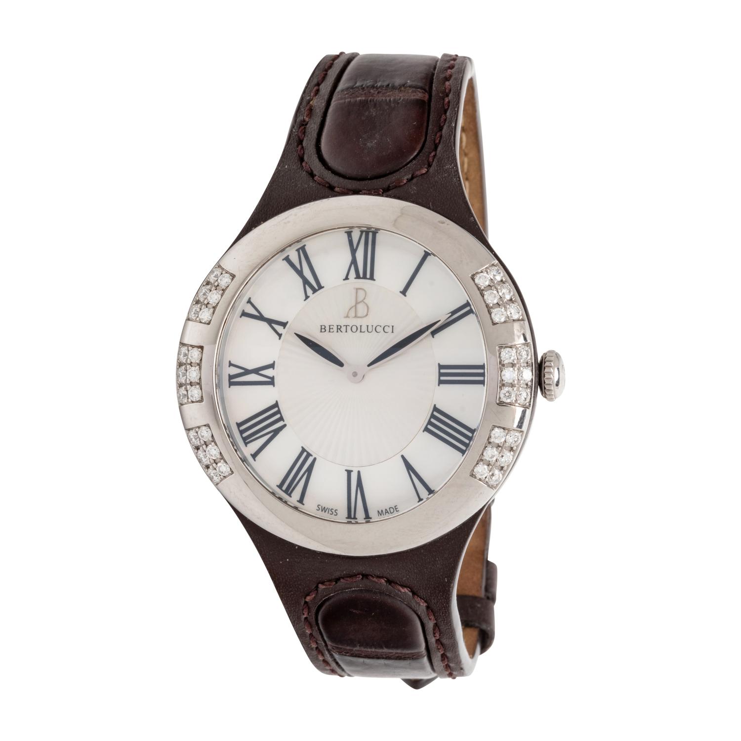 BERTOLUCCI, STAINLESS STEEL AND DIAMOND 'SERENA GARBO' WRISTWATCH