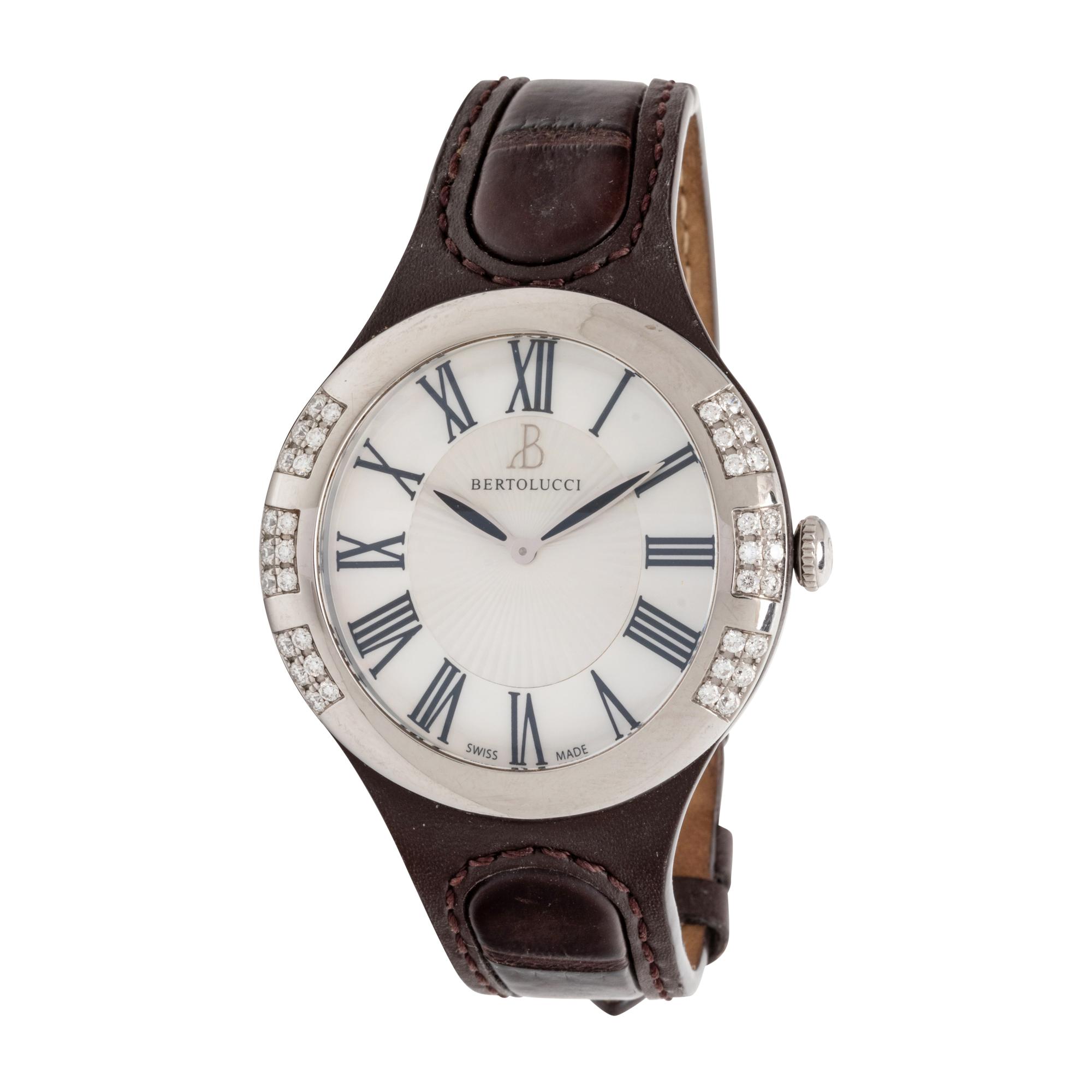 BERTOLUCCI, STAINLESS STEEL AND DIAMOND 'SERENA GARBO' WRISTWATCH
