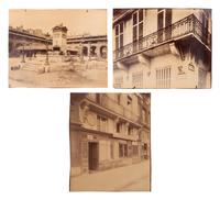A group of three photographs ( Marché Saint-Germain , circa 1900s; 58 Quai des Orfèvres [balcon] , circa 1900s; Balcon, quai Béthune 24 , 1908)