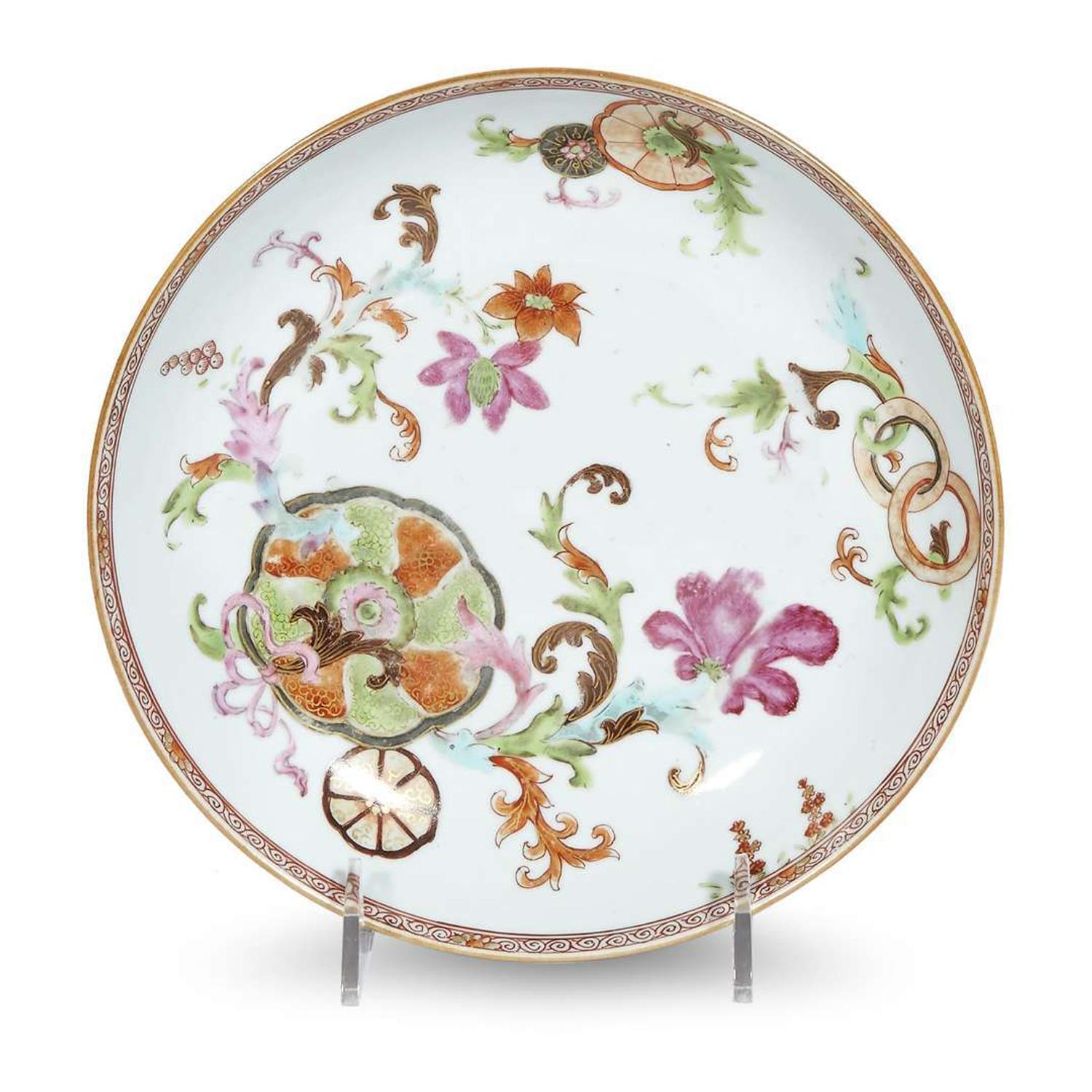 Chinese Export porcelain 'Pseudo Tobacco Leaf' deep dish late 18th century