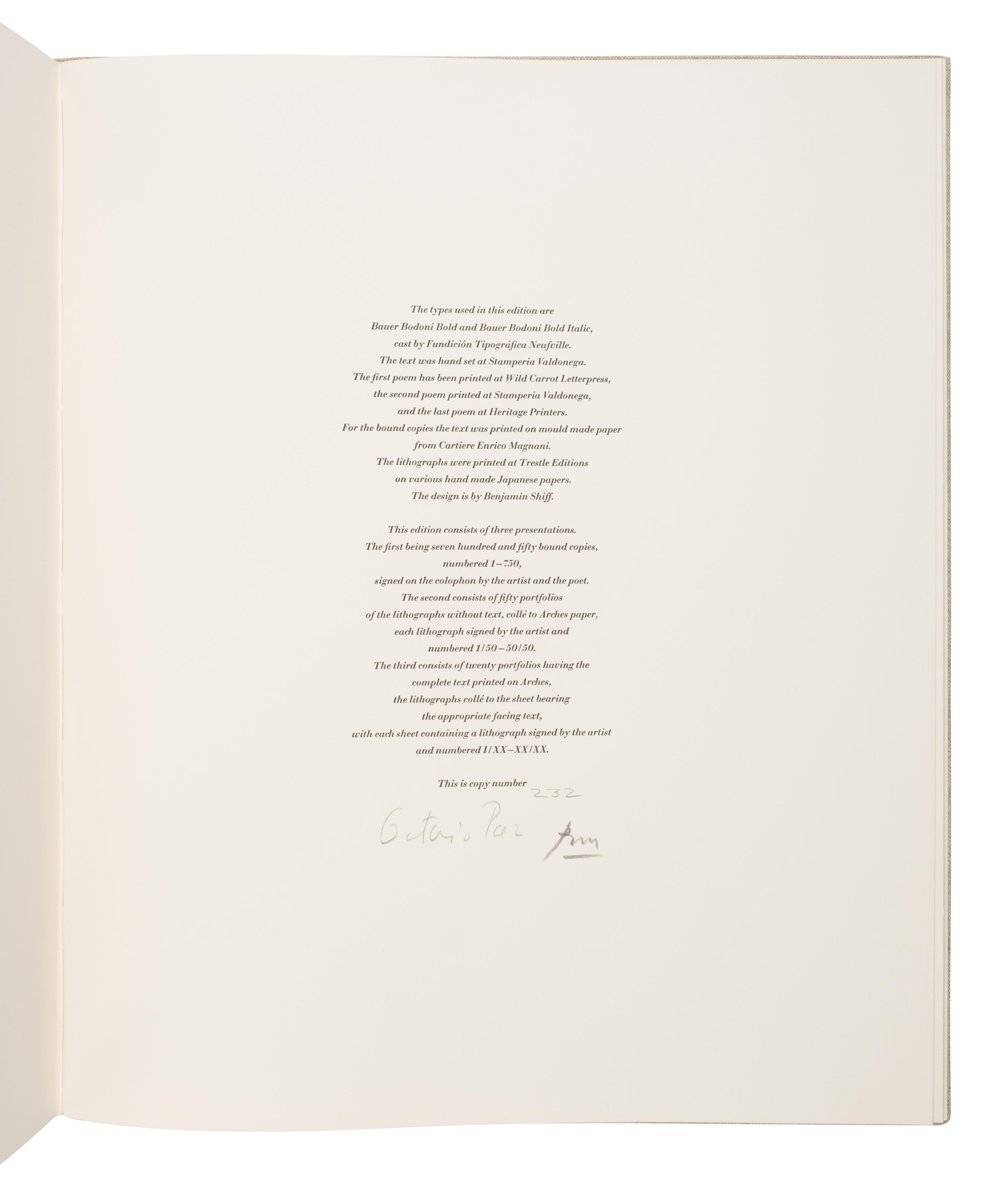 Motherwell, Robert (1915-1991), illustrator. -- Paz, Octavio (1914-1998). Three Poems . New York: The Limited Editions Club, [1988].