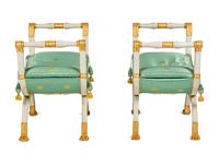 A Pair of Empire White-Painted and Parcel-Gilt Tabourets