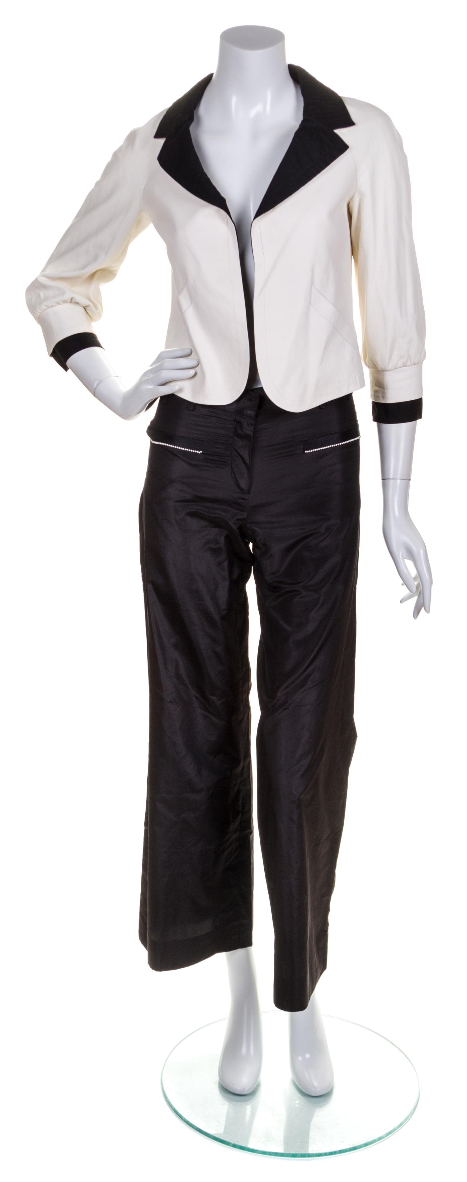 A Chanel White Lambskin Jacket Ensemble, Size 34.