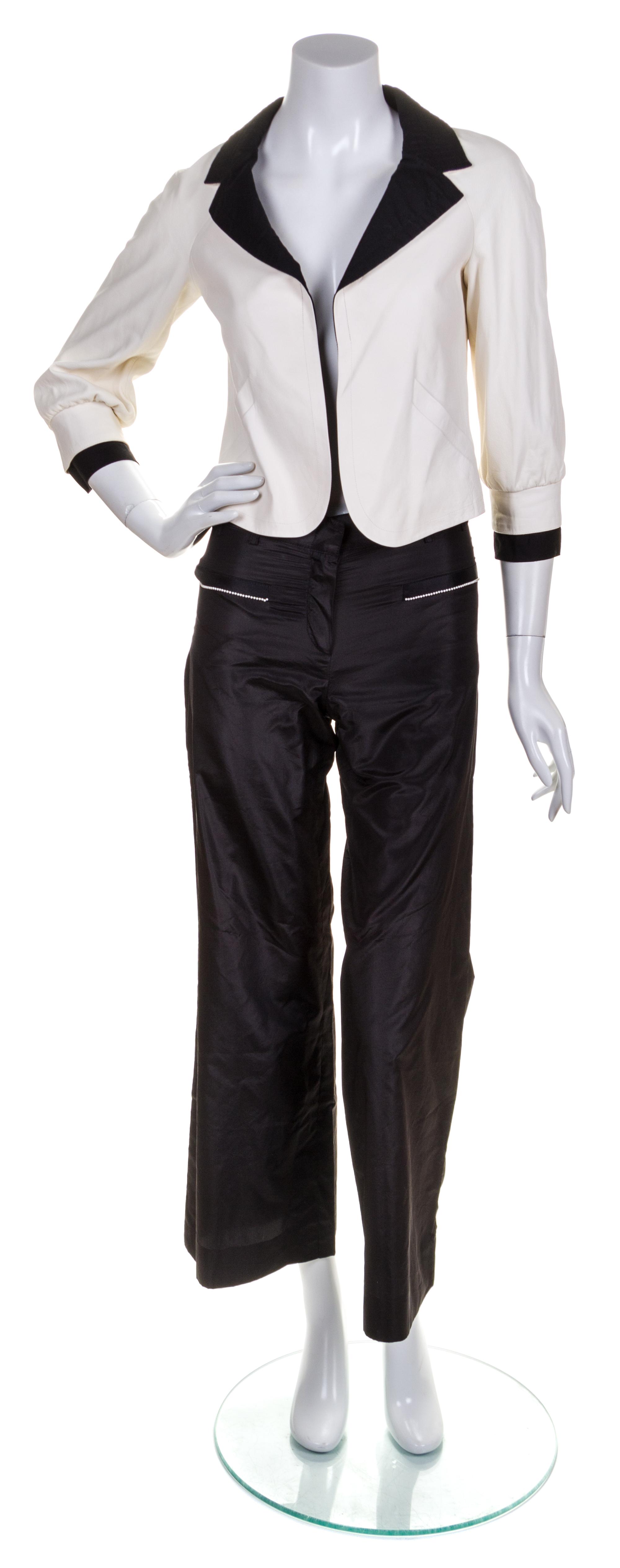A Chanel White Lambskin Jacket Ensemble, Size 34.
