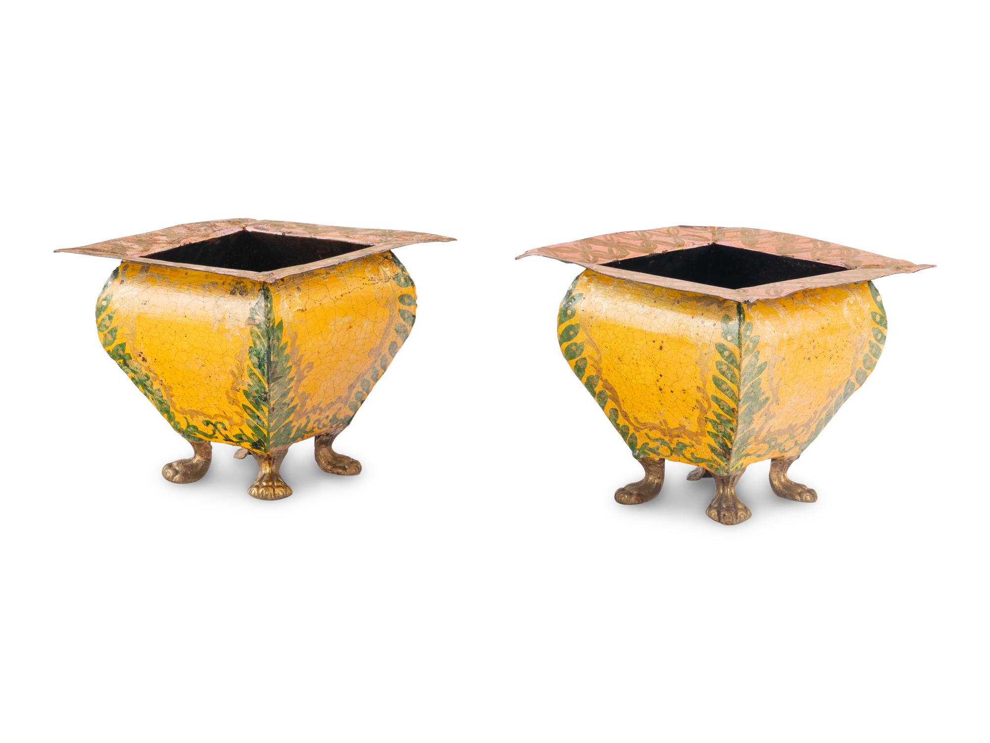 A Pair of Painted Tôle Cache Pots