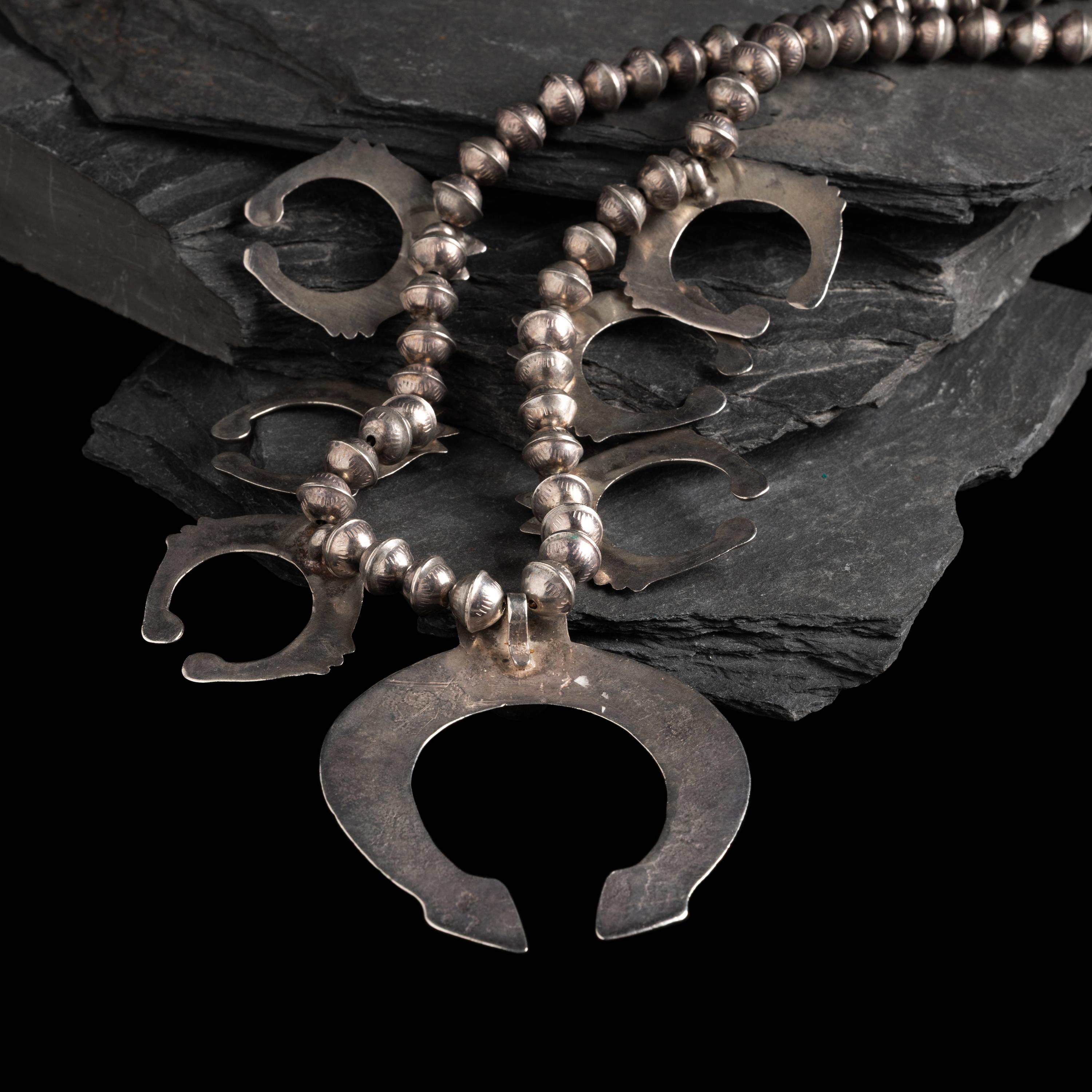 Navajo Sterling Silver Squash Blossom Necklace