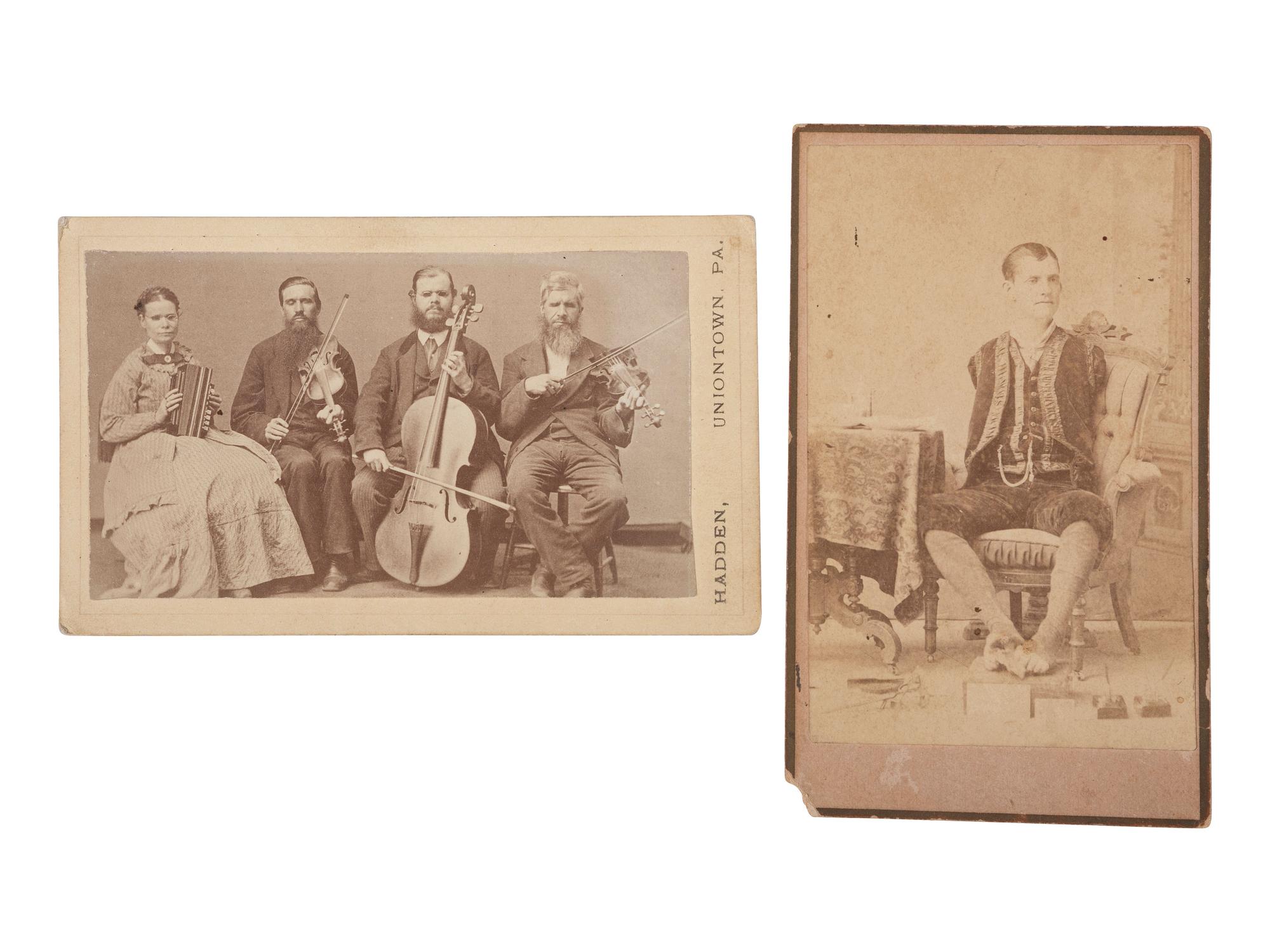 [EARLY PHOTOGRAPHY]. Albumen photographs of performers incl. a snake charmer and Blind Musicians.