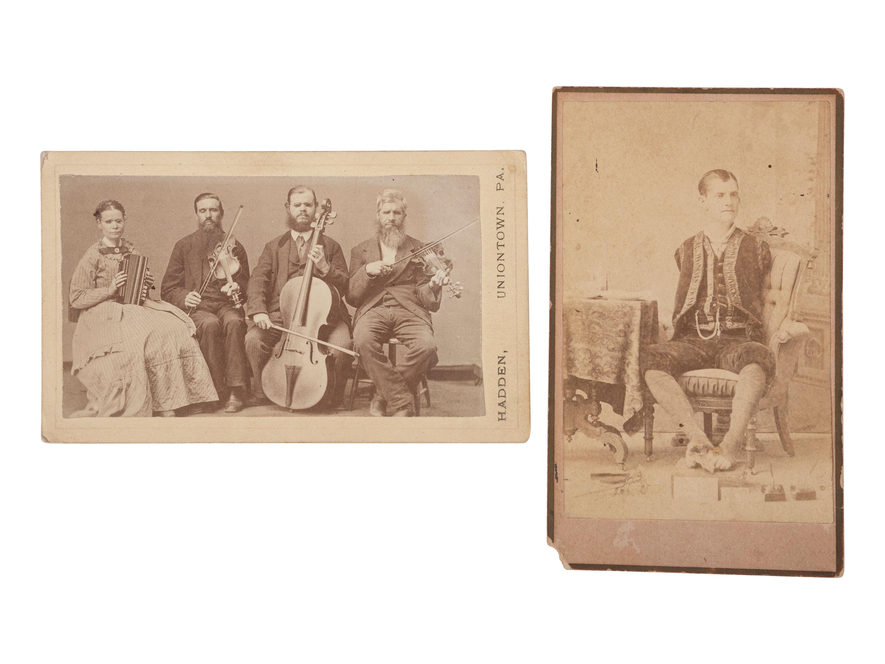 [EARLY PHOTOGRAPHY]. Albumen photographs of performers incl. a snake charmer and Blind Musicians.