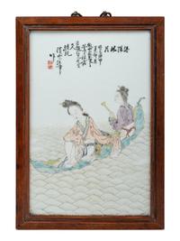 A Chinese Famille Rose Porcelain Plaque by Wang Zhang (汪章)