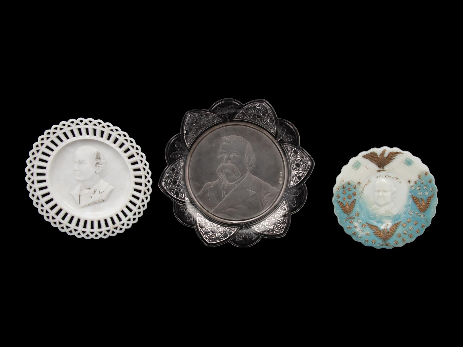 Two William Jennings Bryan Glass Campaign Dishes
