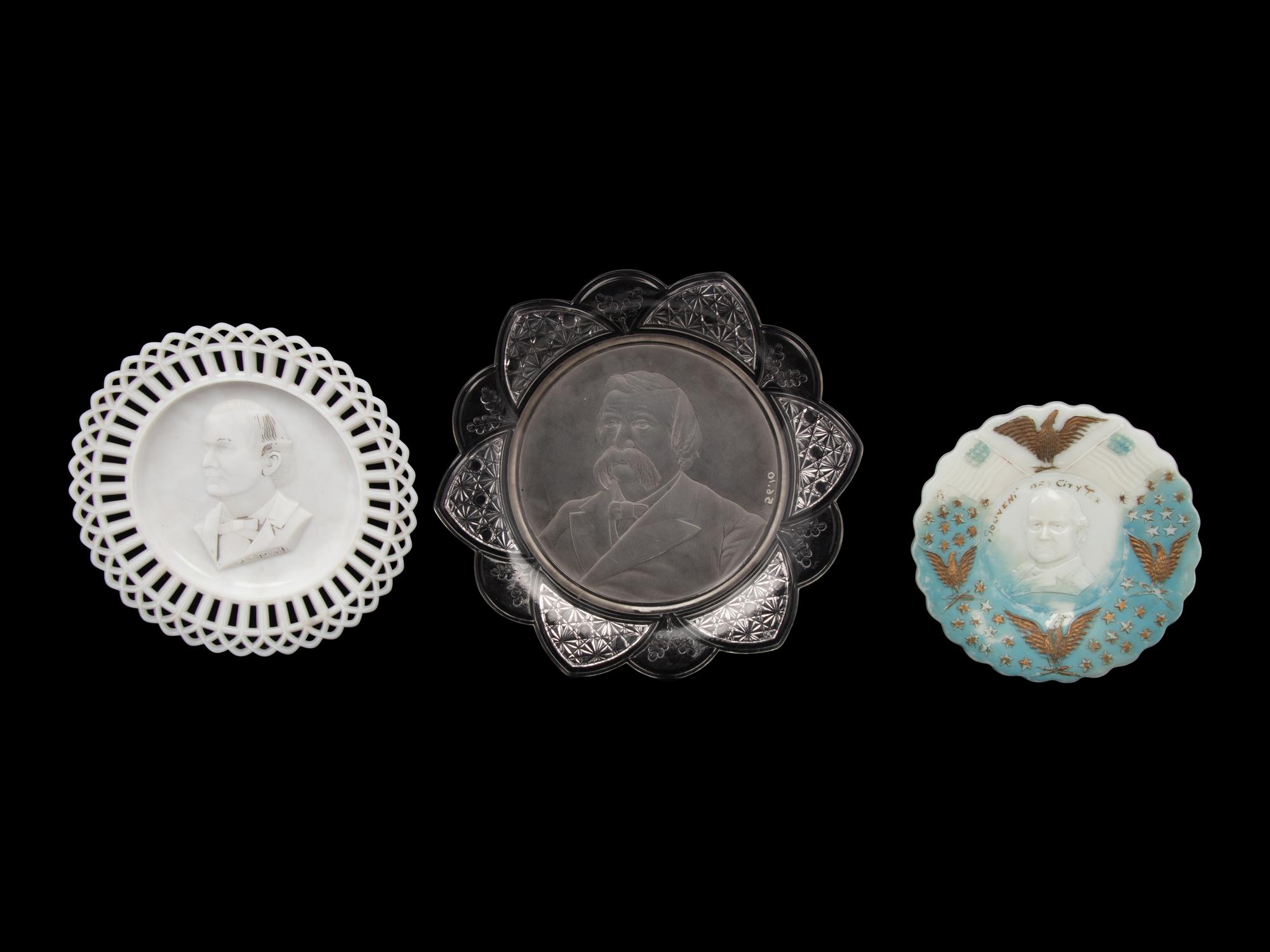 Two William Jennings Bryan Glass Campaign Dishes