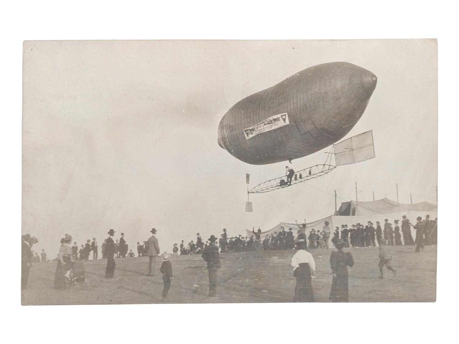 [AVIATION]. A group of 34 RPPCs & photographs of early airplanes and dirigibles.