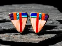 14K Gold and Mosaic Inlay Clip Earrings