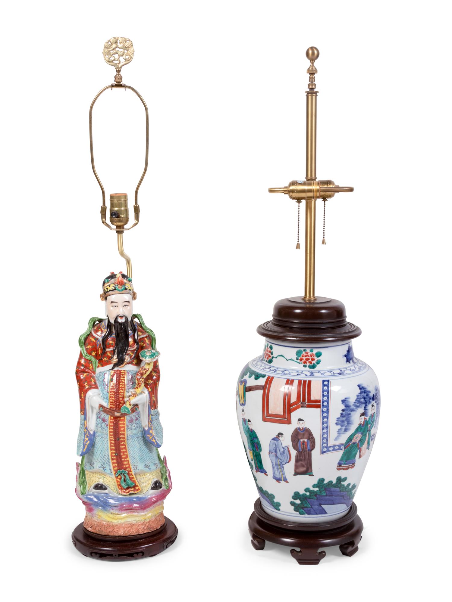 Two Chinese Export Porcelain Lamps