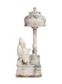 An Italian Alabaster and Marble Figural Lamp