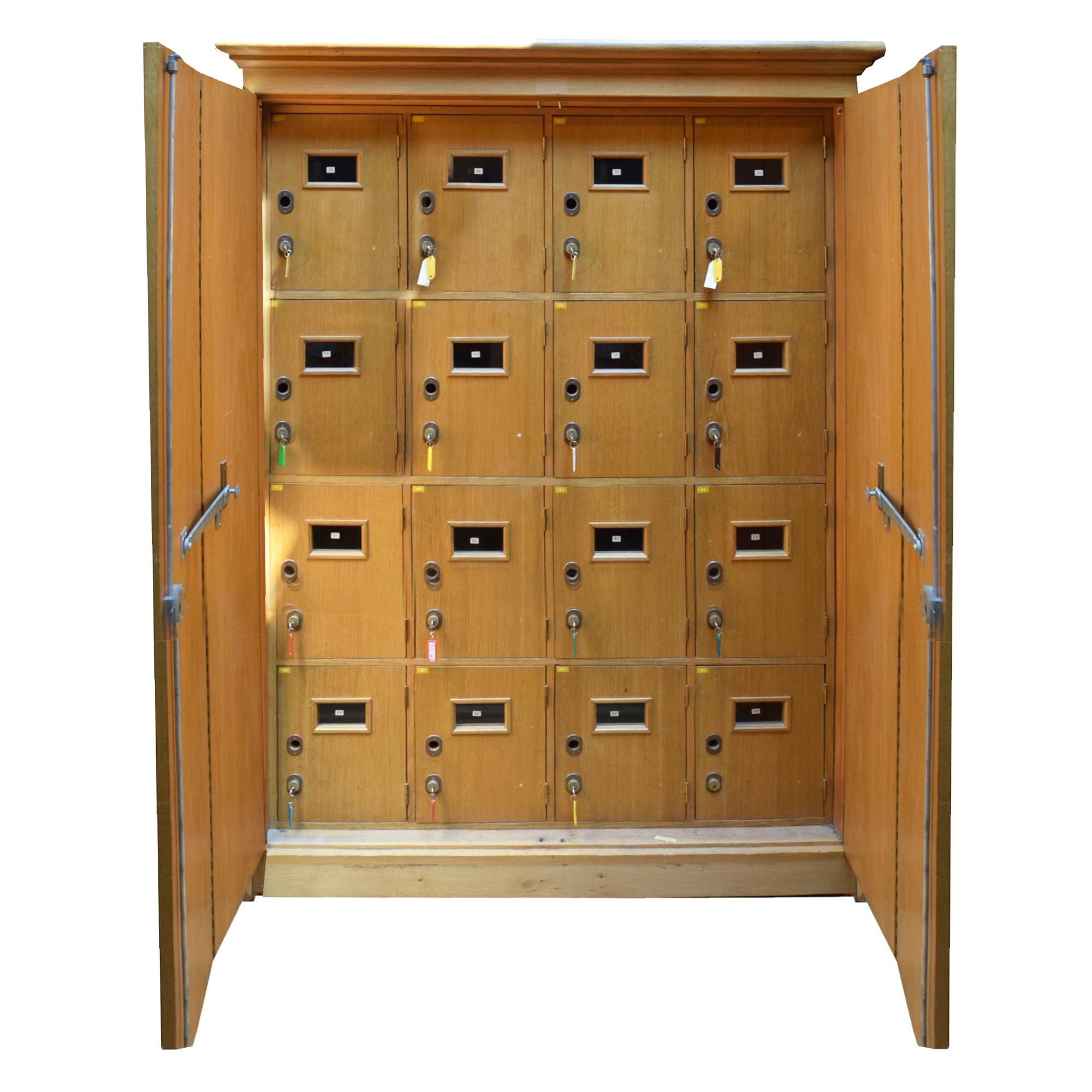 An Oak Locker from the French National Library in Paris 57" W x 29" D x 77" H — France, Mid-20th Century