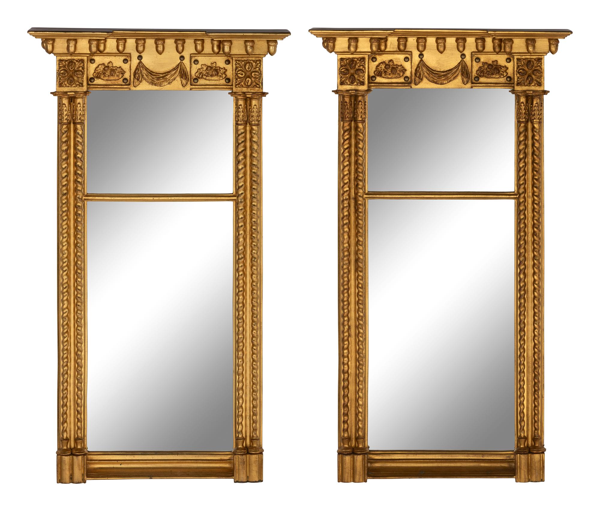 A Pair of Federal Style Giltwood Mirrors