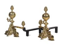 A Pair of Brass Andirons