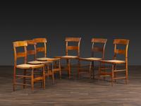 Six Classical Figured Maple Cane Seat Side Chairs
