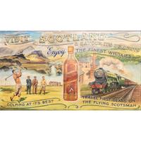 A Johnnie Walker Red Label Visit Scotland Painted Advertising Sign