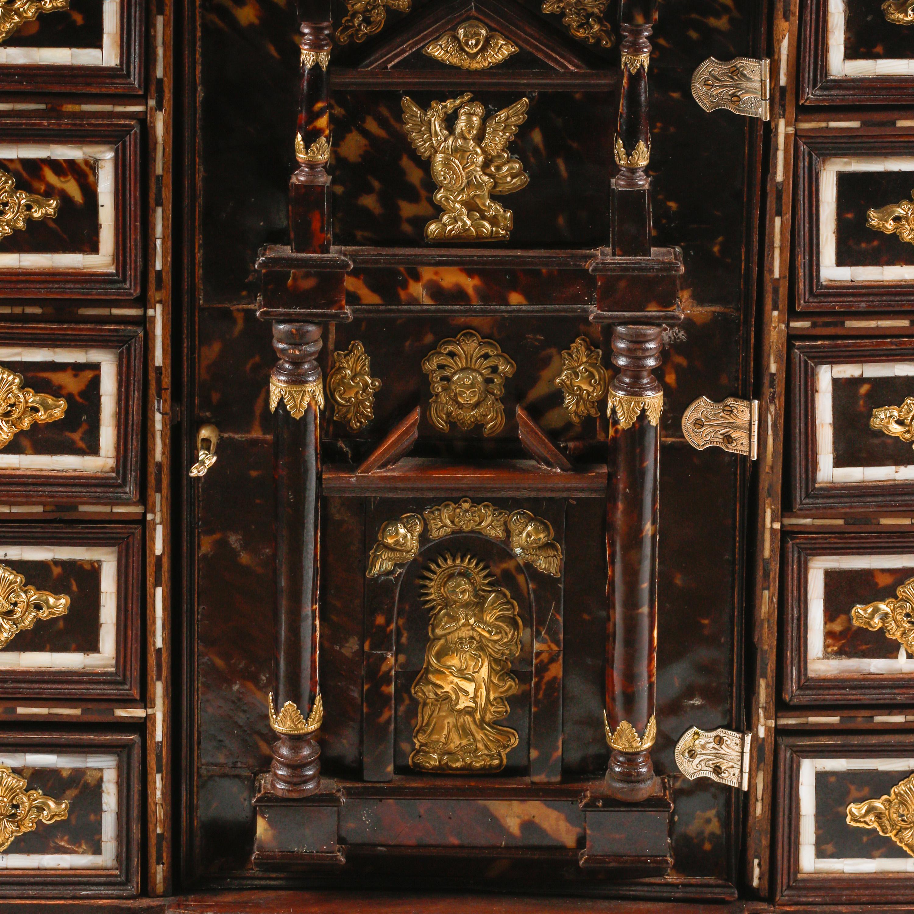 A Spanish Marquetry and Gilt Metal Mounted Collector's Cabinet