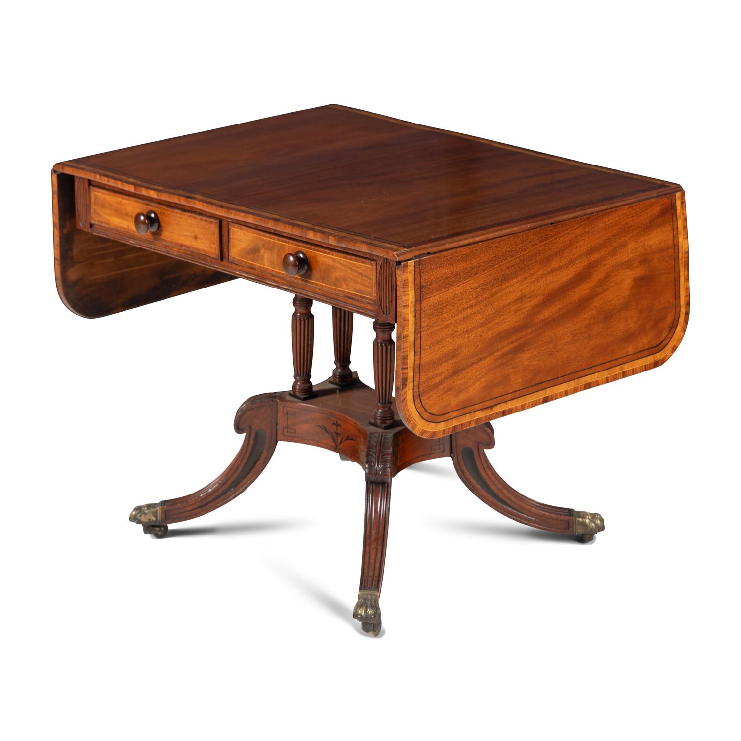 A Regency Banded and Inlaid Mahogany Sofa Table