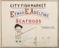 Five Framed Specialty Shop Advertising Hand Colored Prints and Watercolors